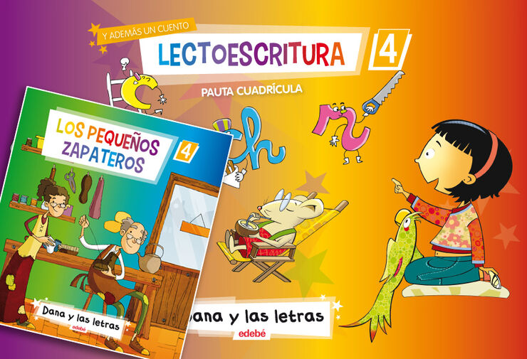 LECTOESCRITURA 4 CUADRICULA INFANTIL 5 AÑOS Edebé 9788468306629