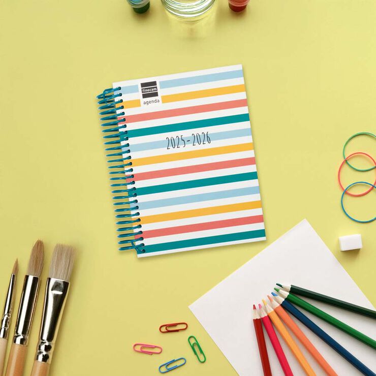 Agenda Finocam escolar Diva 1/8 día/pág cas 2025-26 colors