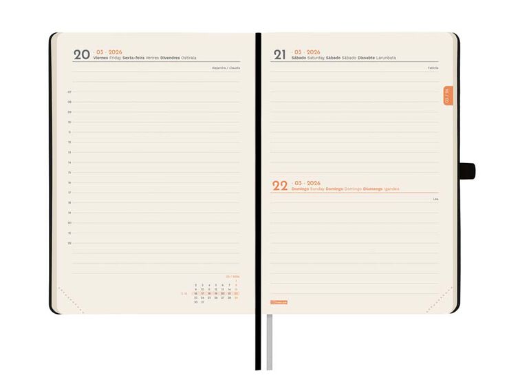 Agenda Finocam Textura M4 día/pág cas 2026 negro