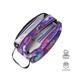 Estuche 3 cremalleras Totto glitter Star Butterfly