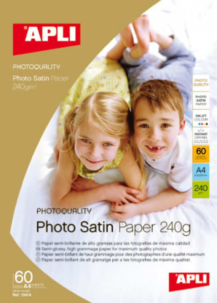 Paper fotogràfic Apli Photo Satin A4 240g 25 fulls