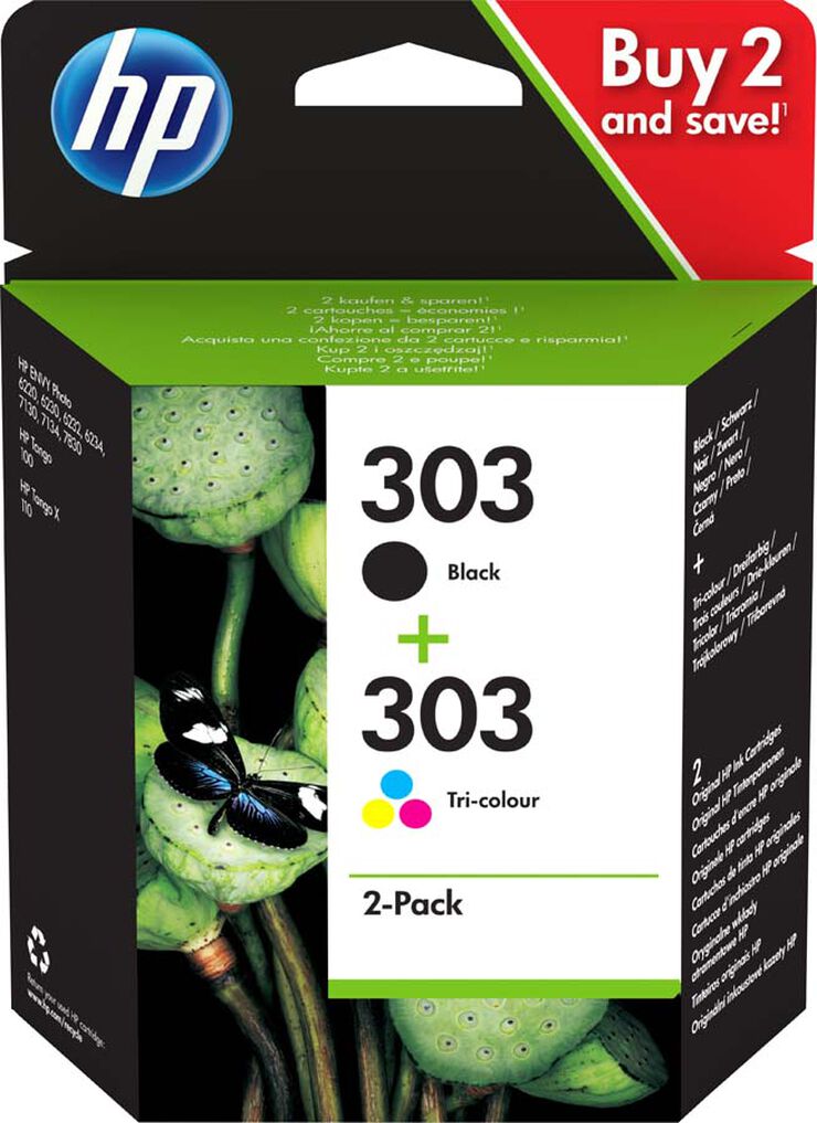 Cartutx original HP 303 pack 2u negre i color - 3YM92AE