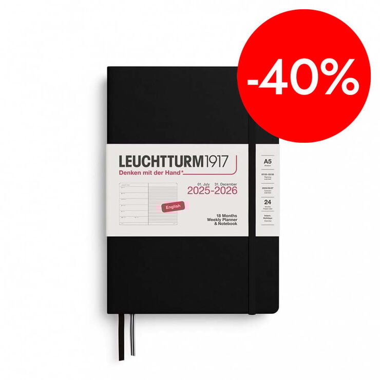 Agenda Planner 18 meses Leuchtturm A5 sem/vista 2026 negro