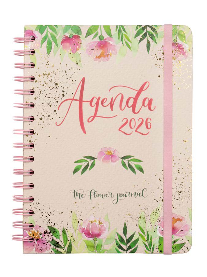 Agenda Finocam The Flower Journal E10 setm/vista horitzontal cat 2026 rosa
