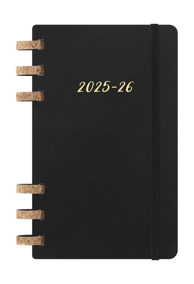 Agenda escolar espiral moleske tapa blanda sem/vista L 2025-26 negro