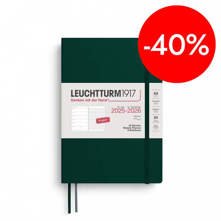 Agenda 18 meses Leuchtturm A5 sem/vista 2026 Monte