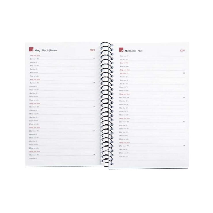 Agenda Espiral Miquelrius Activa sem/vista catalán 2026 City rojo