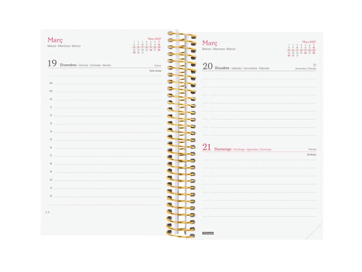 Agenda Finocam Design Collection D&iacute;a P&aacute;gina 2027 Catal&aacute;n Dorado