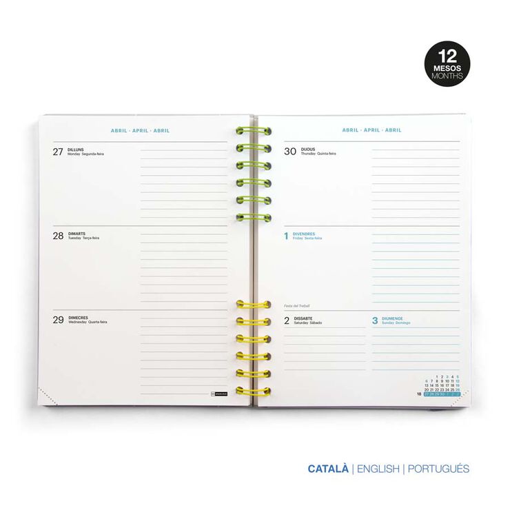 Agenda escolar Miquelrius Plus setm/vista cat 2025-26 gris