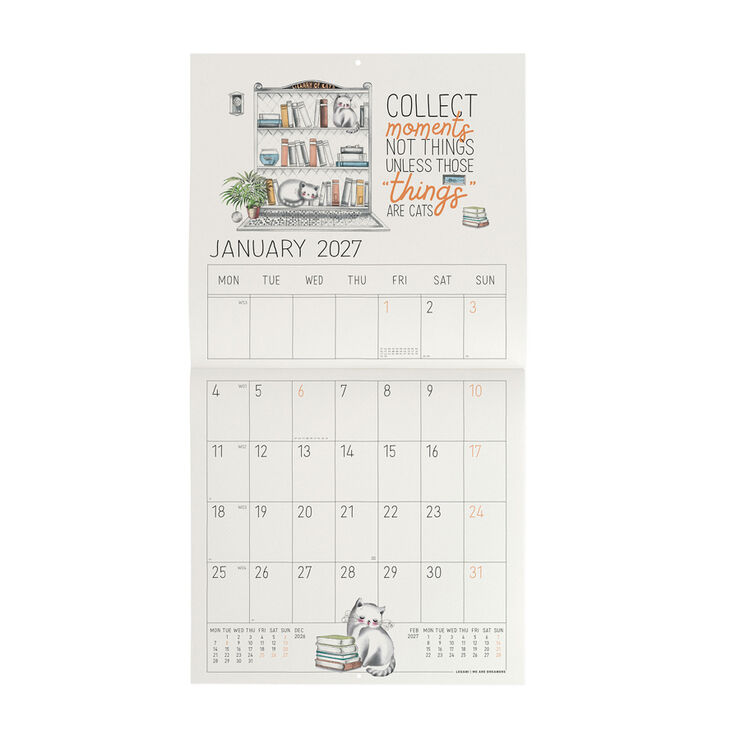 Calendario Legami 30x29 Pared Sketchy Cats Multiling&uuml;e 2027