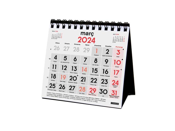 Calendari sobretaula Finocam Núm.Grans XXS 2024 cat