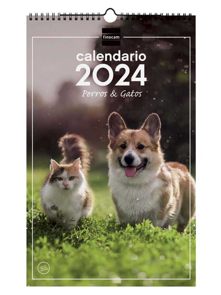 Calendario pared Finocam Esp, 25X40 2024 Perro Y Gato cas