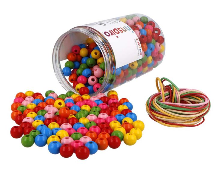 Abalorios madera multicolor Innspiro 500u + Hilo