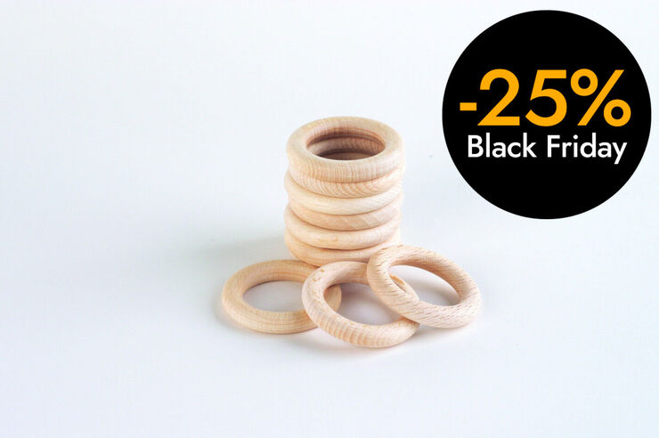 Anelles fusta natural 70 mm