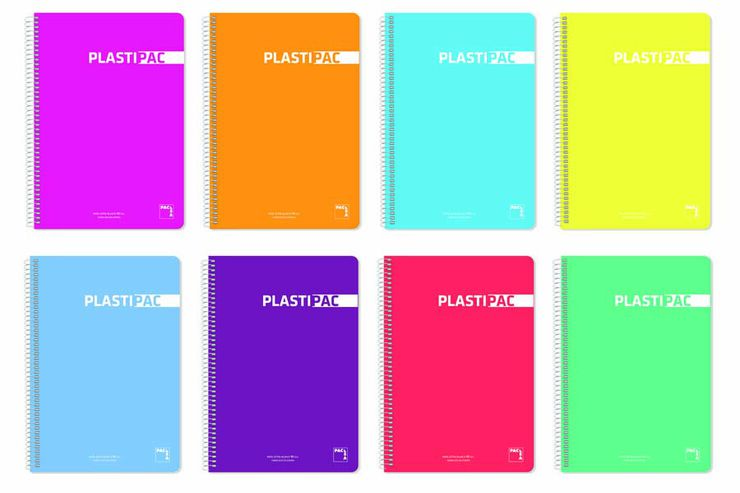 Libreta espiral Plastipac Folio 80 hojas 4x4 colores surtidos