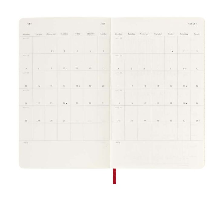 Agenda Moleskine 12m día/pág 2025 L rojo