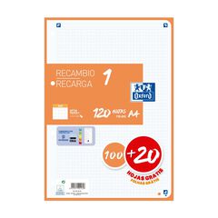 Recambio Note book 1 Oxford A4 5x5 100+20 hojas naranja