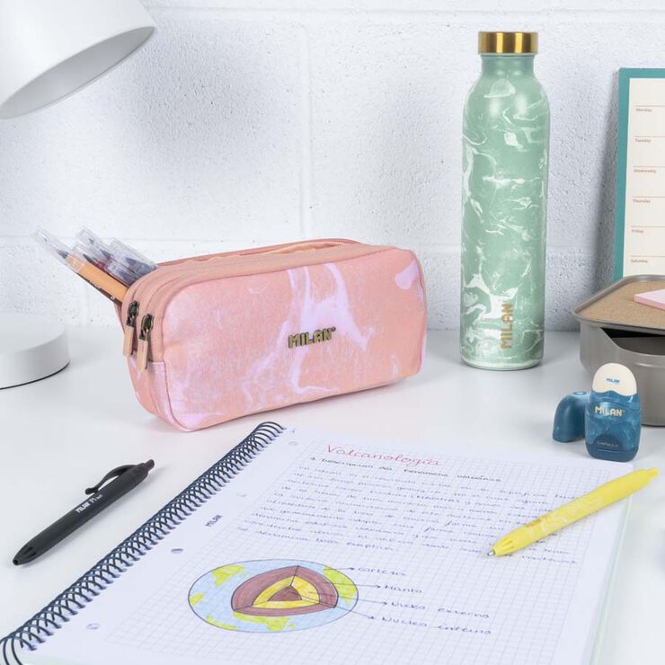 Estuche Milan Lava 3 cremalleras rosa