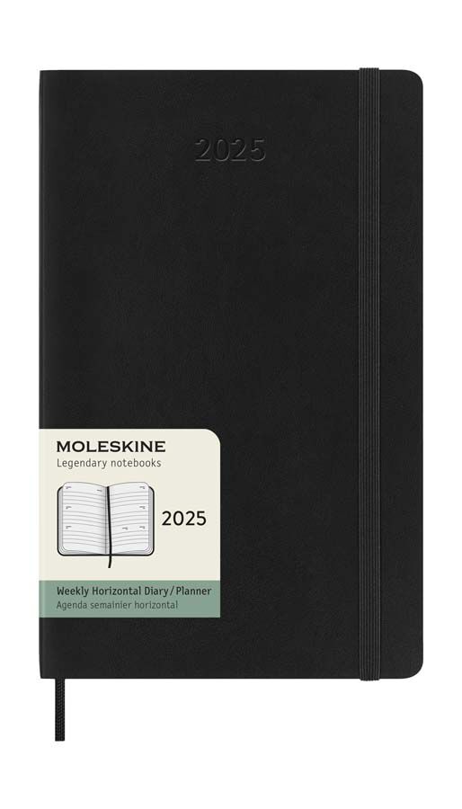 Agenda Moleskine 12m sem/vista 2025 horizontal L negro