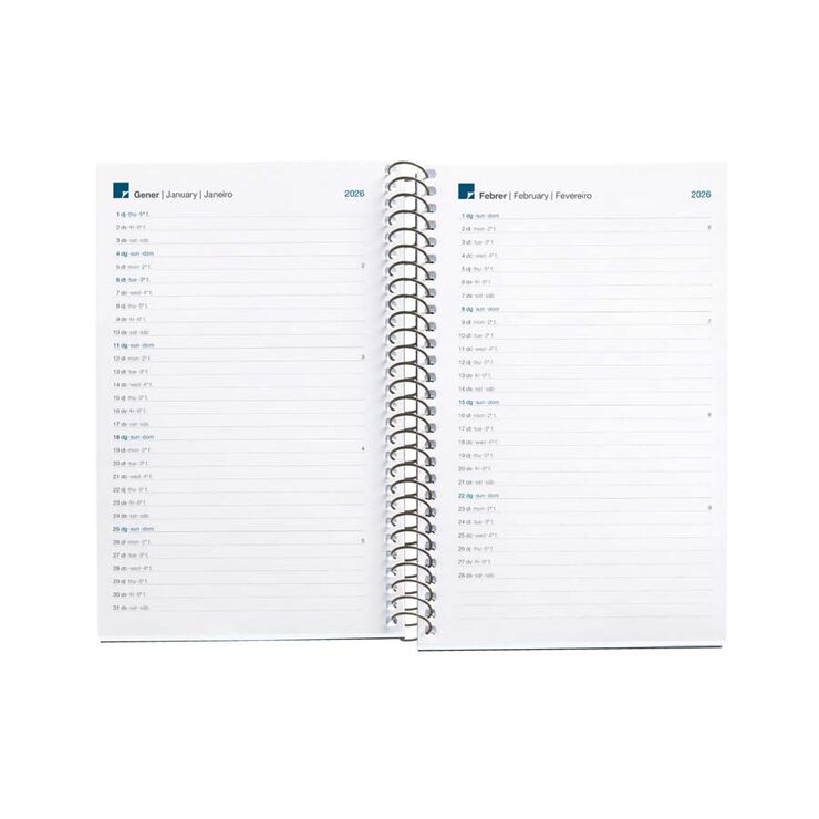 Agenda Espiral Miquelrius Activa 11x18 día/pág catalán 2026 Baden