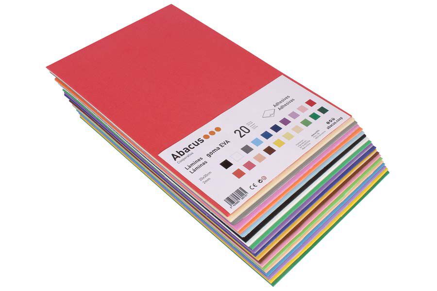 Plancha Goma Eva adhesiva 20x30cm 20 colores