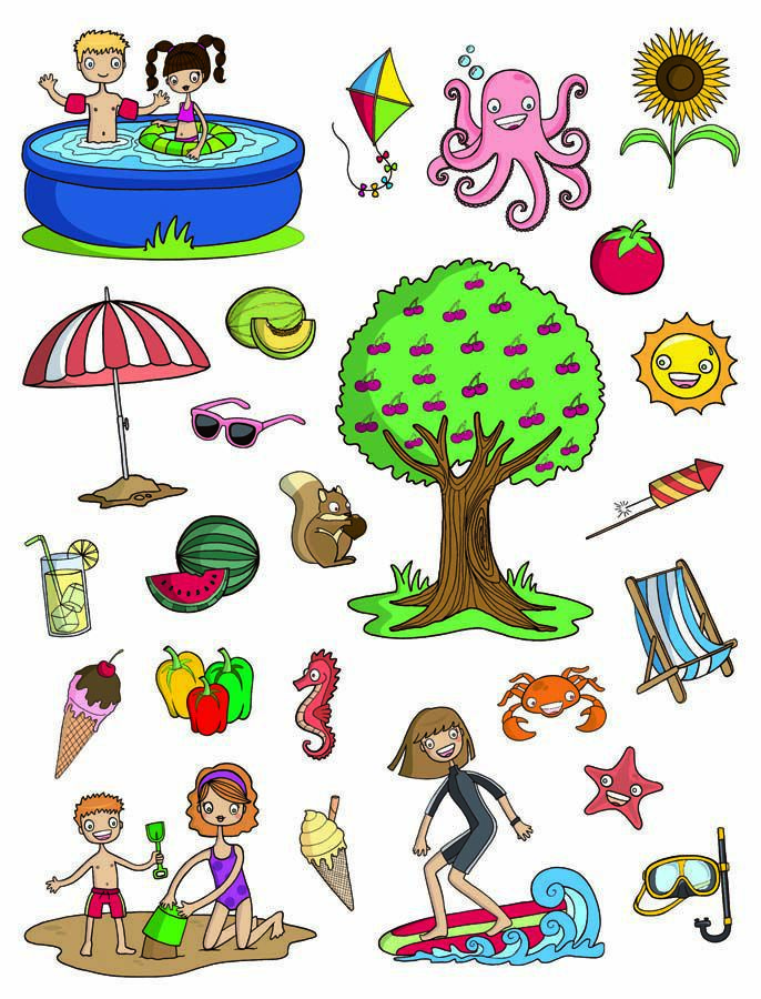 Gomets tem&aacute;ticos Apli El Verano 12 hojas 264u