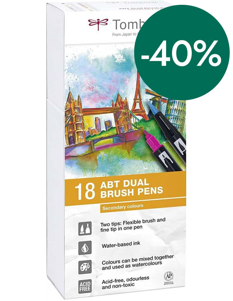 Rotuladores Tombow Dual Brush secundarios 18 colores