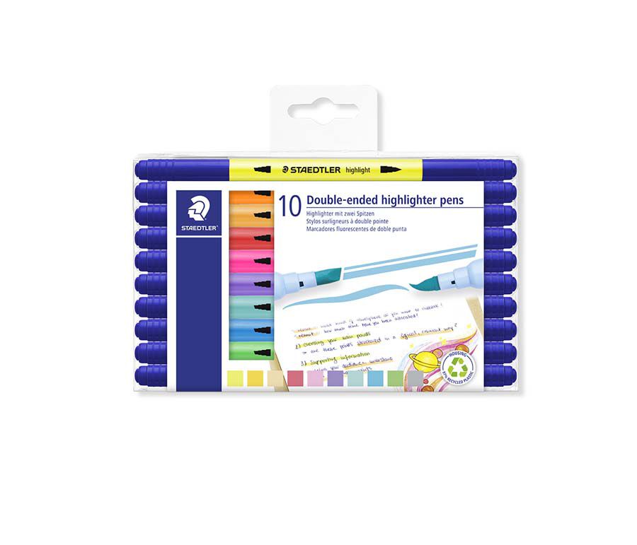 Marcador fluorescente doble punta Staedtler 10 colores