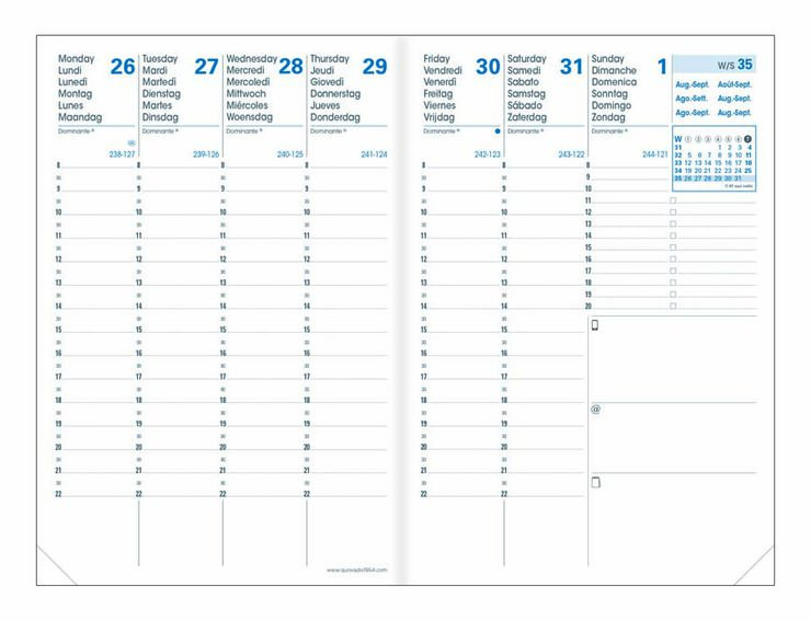Agenda 16 mesos Quo Vadis Everest A6 setm/vista mult 2025-26 blau
