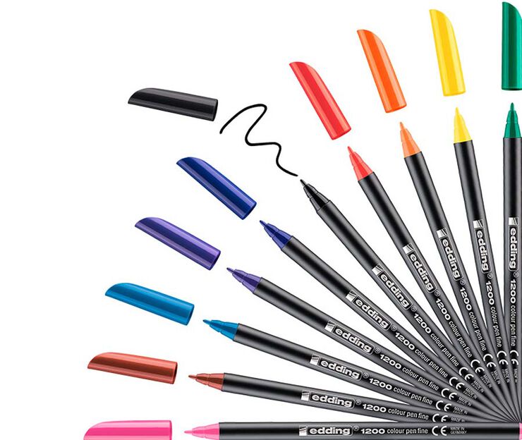 Retoladors Edding 1200 capsa de metall 10 colors