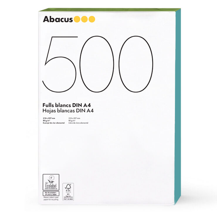 Papel blanco FSC Abacus A4 80g 500 hojas