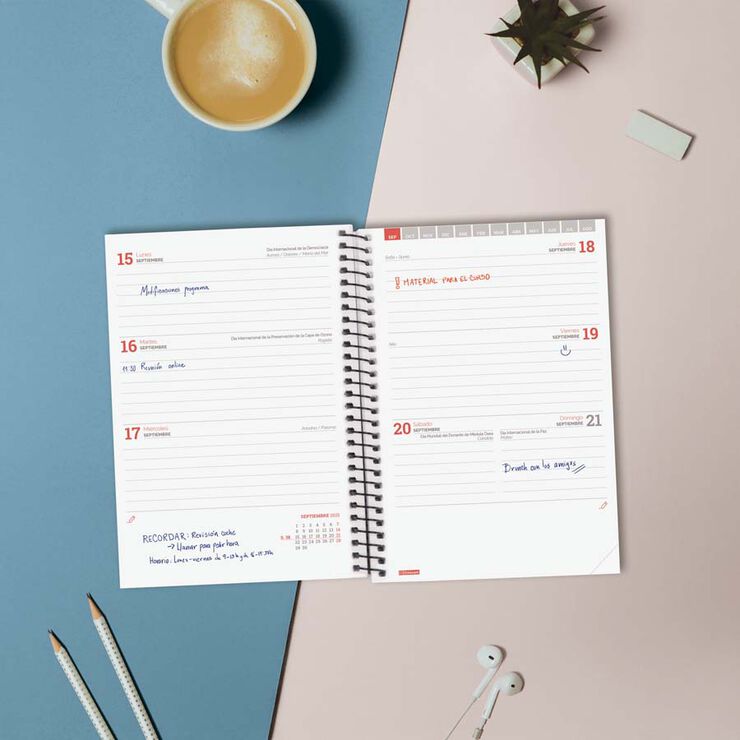 Agenda Finocam escolar espiral E8 setm/vista cas 2025-26 blau