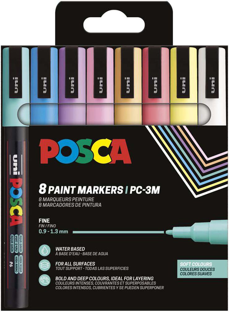 Retoladors Posca PC-3M 0,9-1,3mm Pastel 8 colors