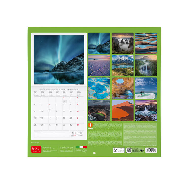 Calendario Legami 30x29 Pared Planet Earth Multiling&uuml;e 2027