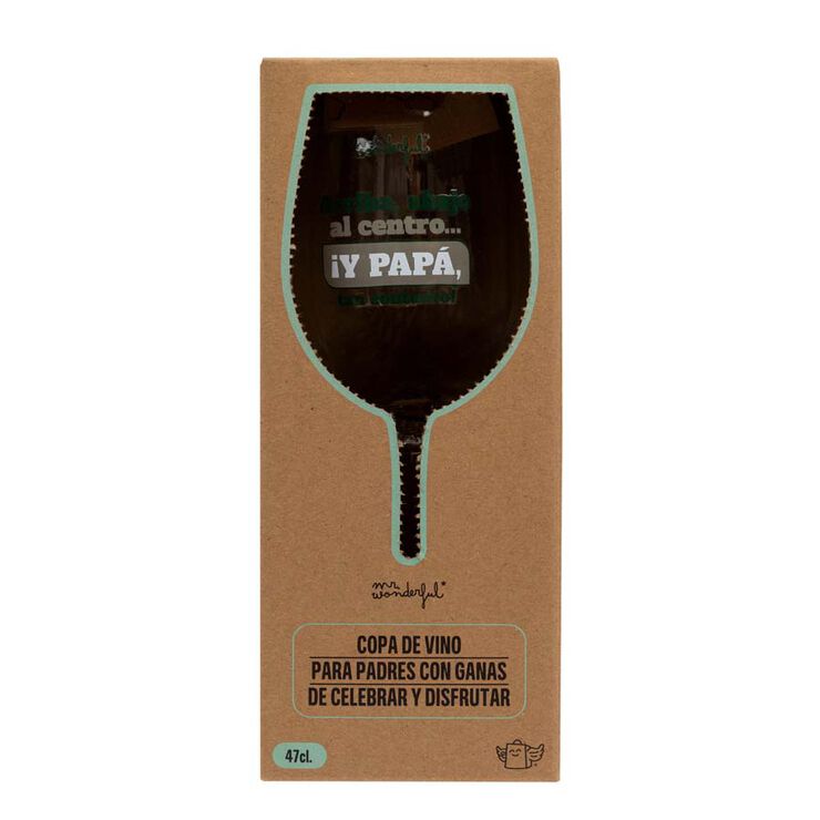 Copa de vi Mr.Wonderful Arriba, abajo, al centro… ¡y papá, tan contento!