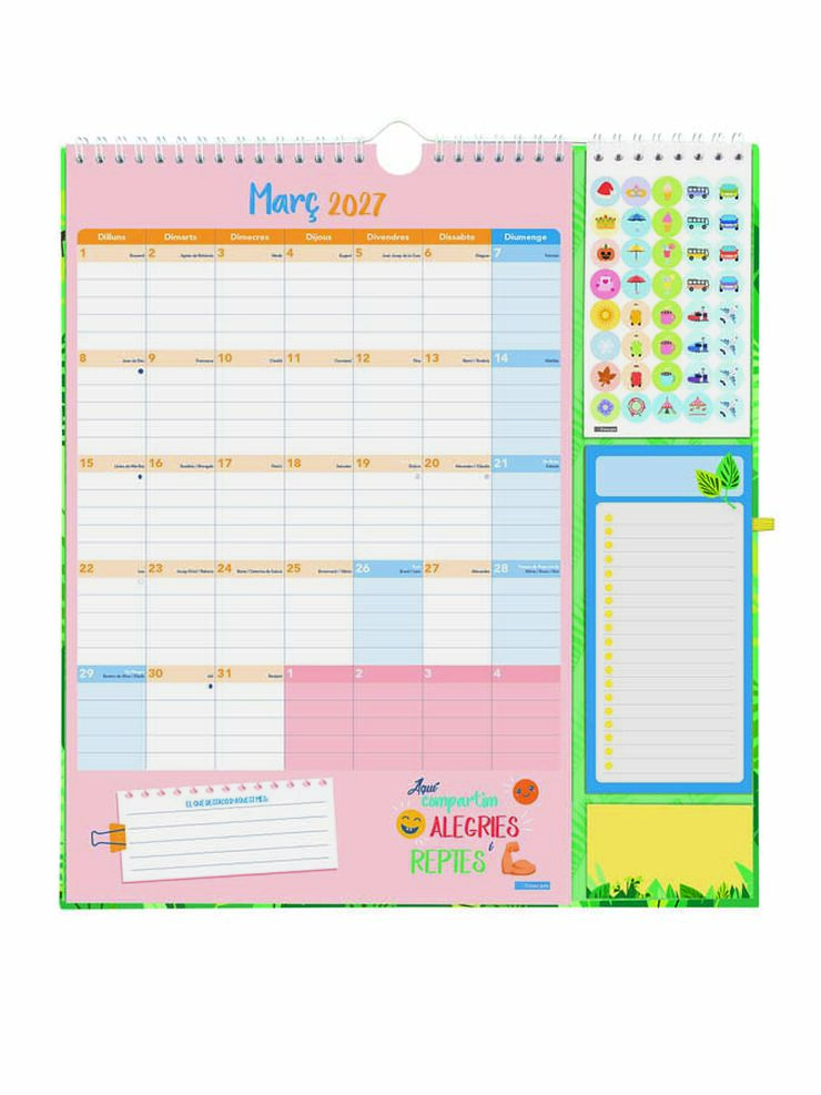 Calendario Pared Finocam 16M Plus Catal&aacute;n 2026-27 Familiar