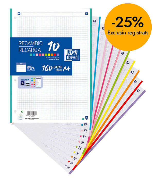 Recanvi Paper A4 160 fulls 5x5 Oxford