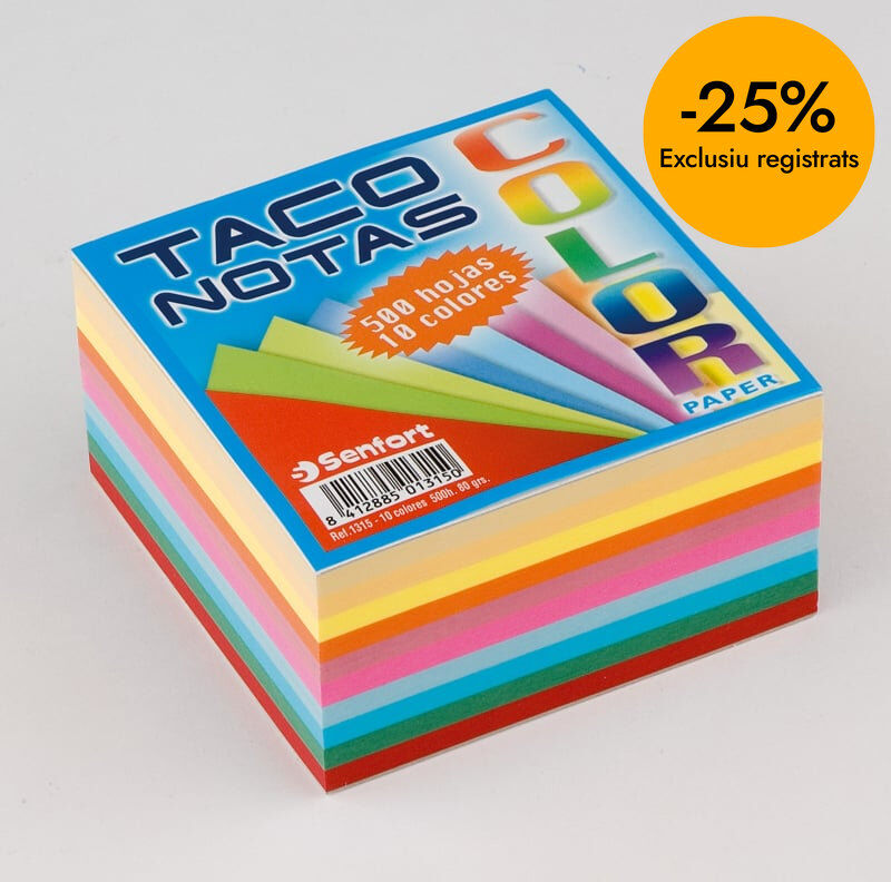 Tac encolat Senfort 10x10cm 10 colors 500 fulls