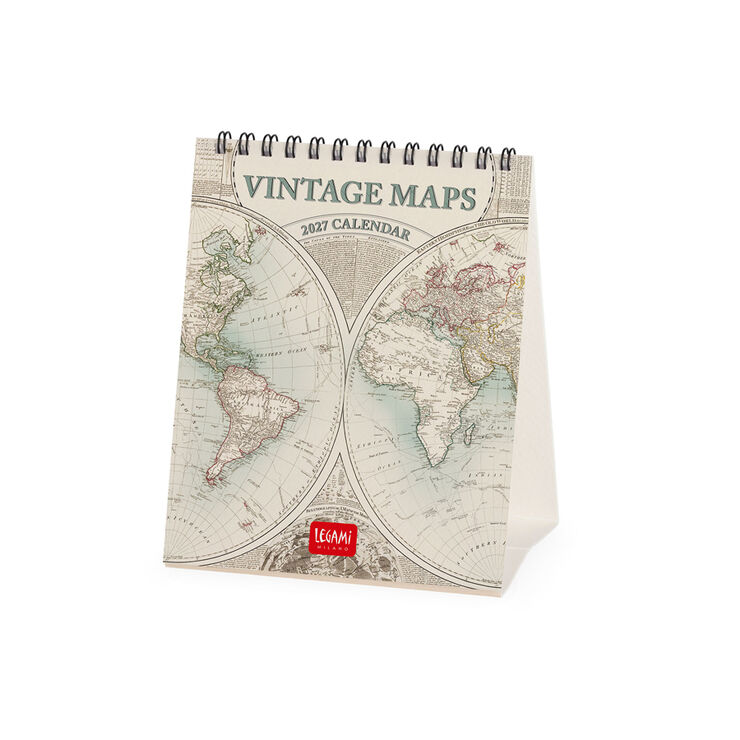 Calendario Legami 12x14,5 Sobremesa Vintage Maps Multiling&uuml;e 2027