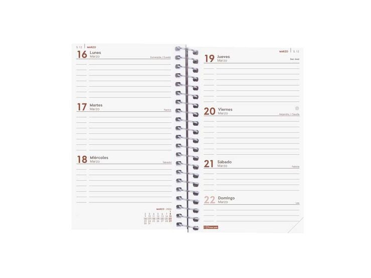 Agenda Finocam Year E3 sem/vista horizontal cas 2026 rojo