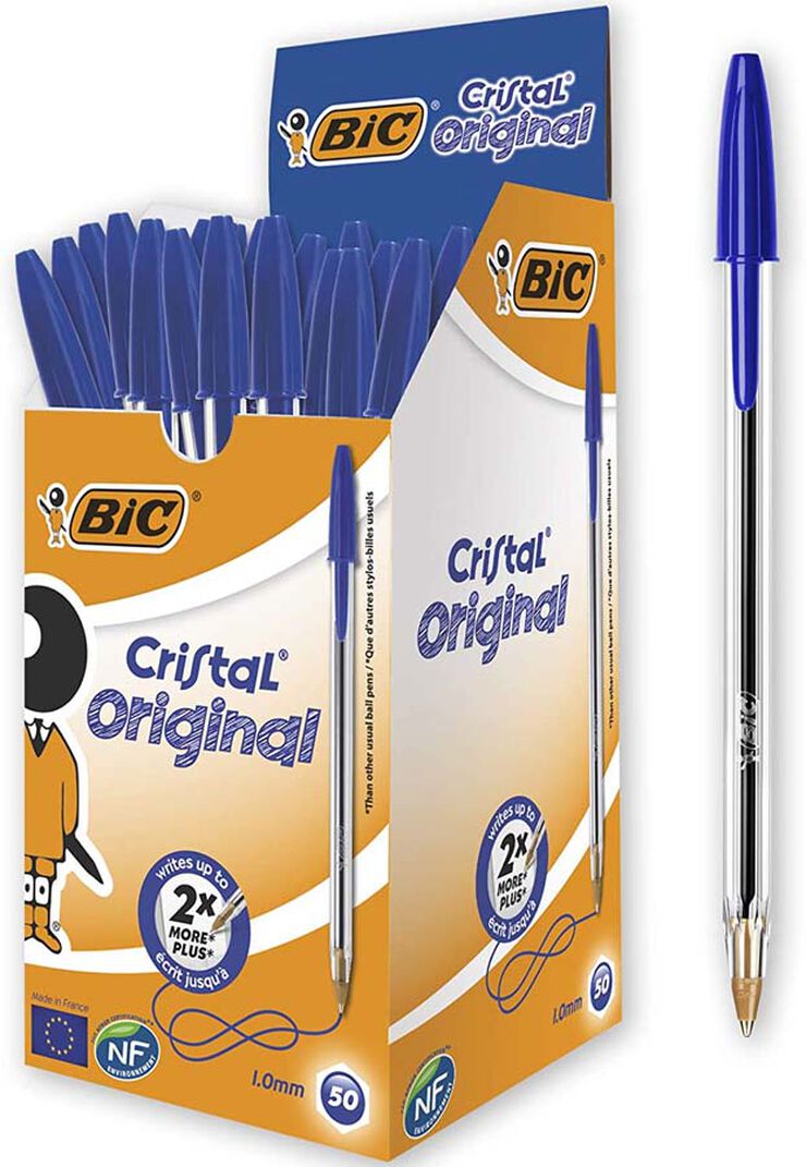 Bolígrafo BIC Cristal Azul 50 unidades