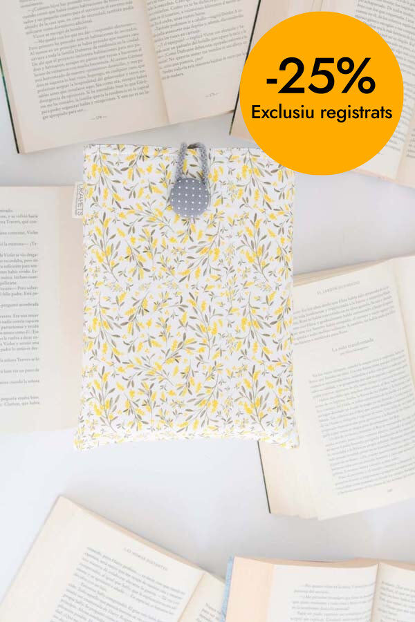 Funda de Libro Drapets Flores Mimosa interior gris