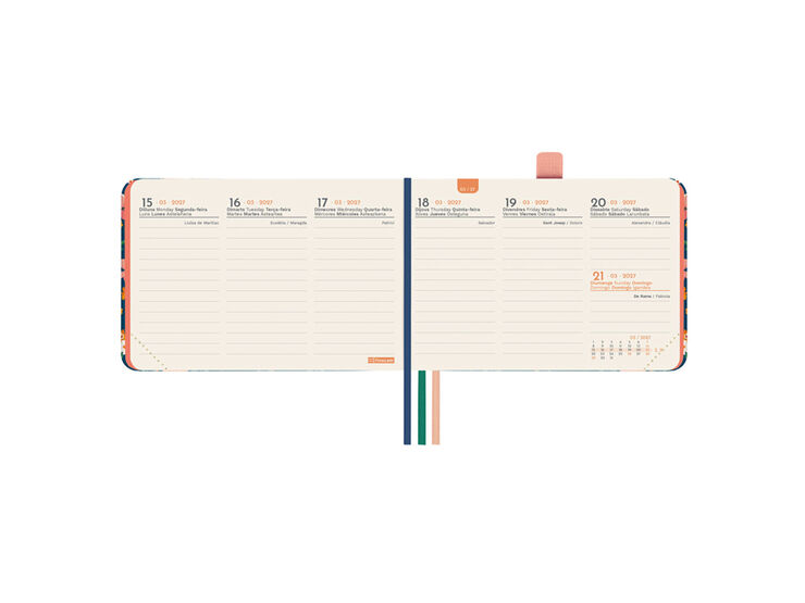 Agenda Finocam Design Semana Vista Vertical 2027 Catal&aacute;n Flora