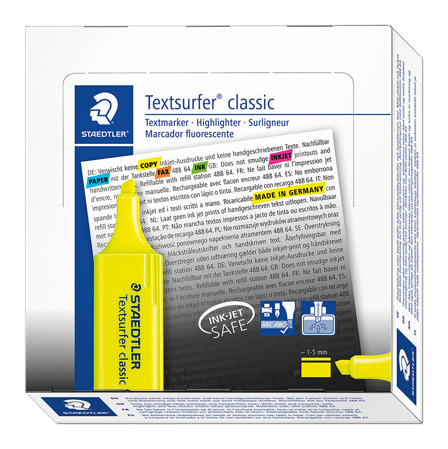 Marcador fluoresecent Staedtler Textsurfer groc - Capsa 10 unitats