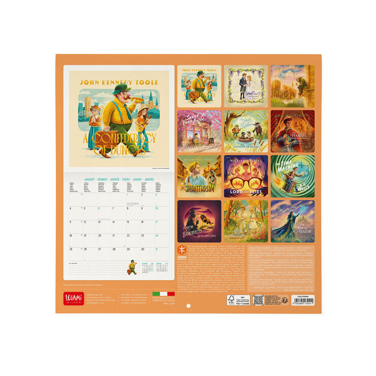 Calendario Legami 30x29 Pared Booklovers Multiling&uuml;e 2027