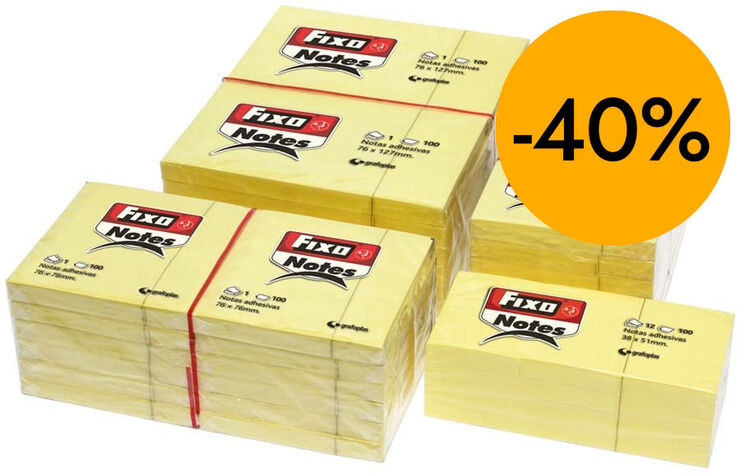 Notes adhesives Fixo 38x51mm groc