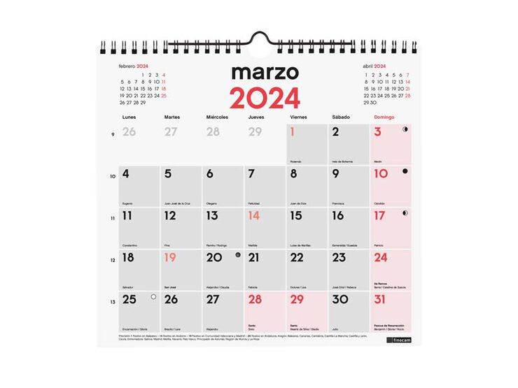 Calendario pared Finocam Escribir M 2024 cas