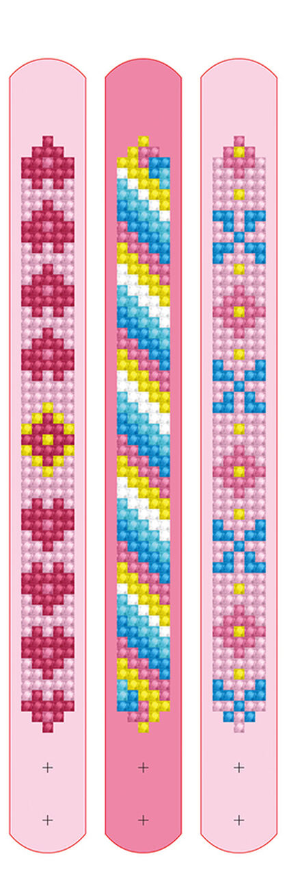 Diamond Dotz Pack de 3 braçalets color rosa