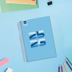 Agenda Finocam escolar Cool 1/4 día/pág cat 2025-26 azul