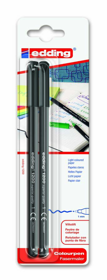 Rotuladores permanentes Edding 1200 negro 2u